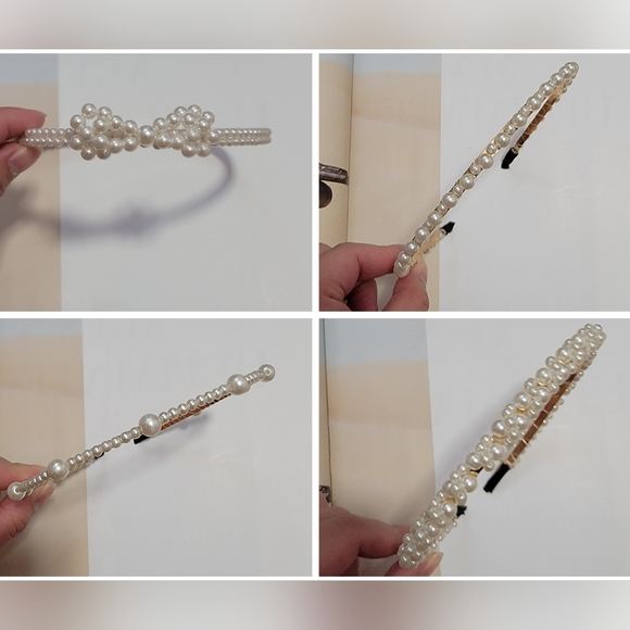 4pcs. Pearl Beaded Metal Headbands - Picture 1 of 5